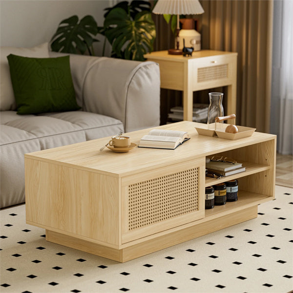 Cane Rattan Coffee Table - ForestSip