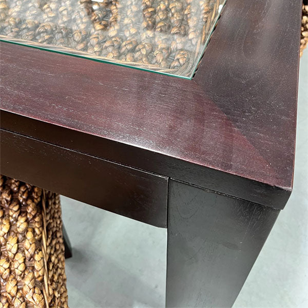 Sea Grass & Wicker Dining Chair & Table Set - Mahogany