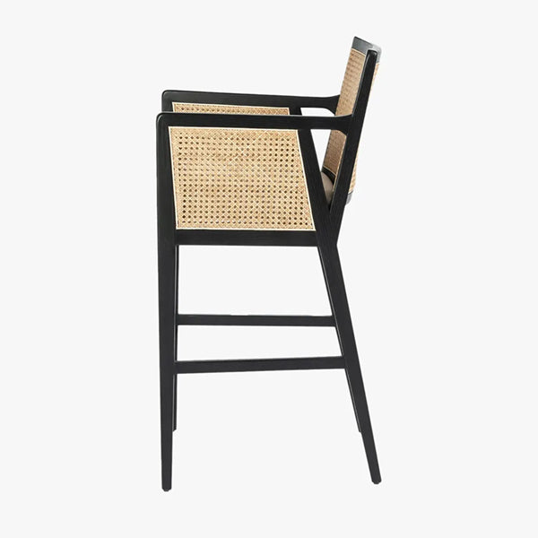 Wooden Cane & Rattan Bar Chair - Breezy Bar