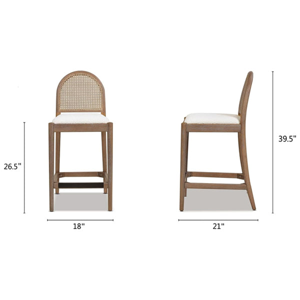 Wooden Cane & Rattan Bar Chair - Century