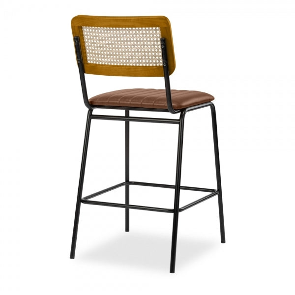 Wooden Cane & Rattan Bar Chair - Golden Goblet