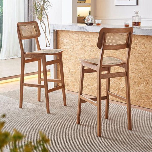 Wooden Cane & Rattan Bar Chair - High Tide
