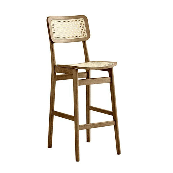 Wooden Cane & Rattan Bar Chair - High Tide