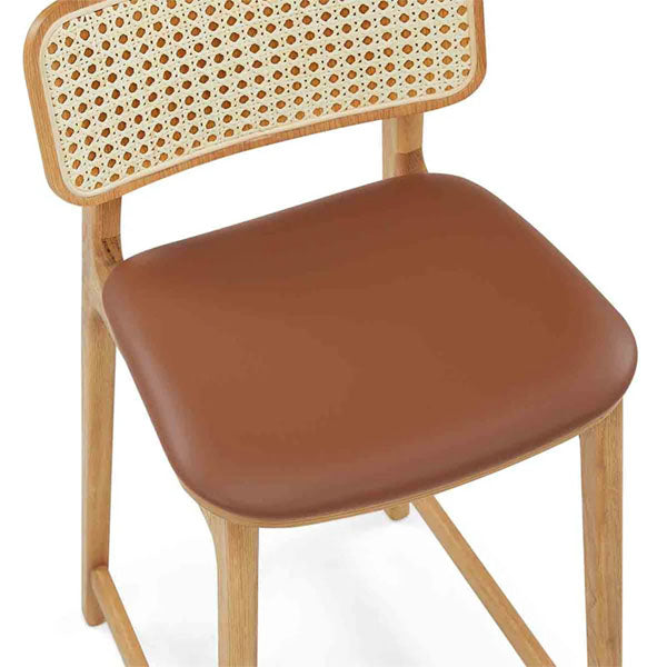 Wooden Cane & Rattan Bar Chair - Orion