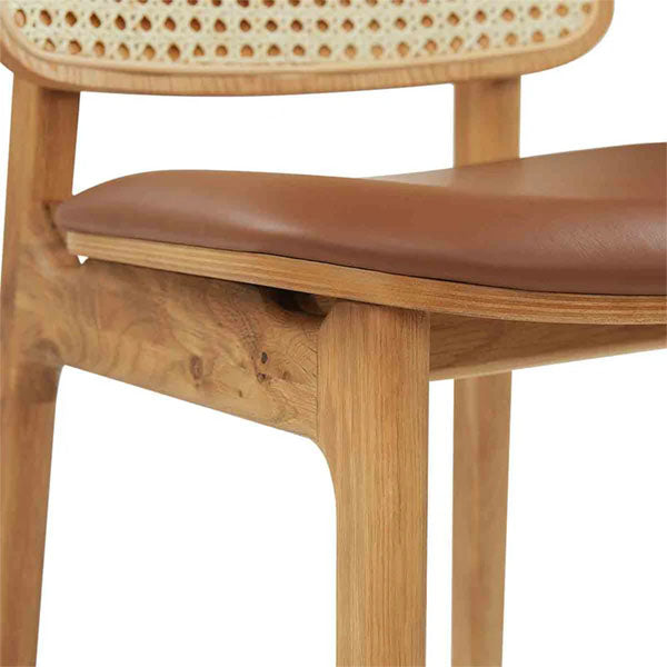 Wooden Cane & Rattan Bar Chair - Orion