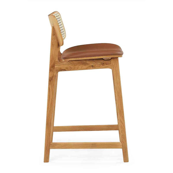 Wooden Cane & Rattan Bar Chair - Orion