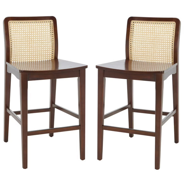 Wooden Cane & Rattan Bar Chair - The Sip & Savor