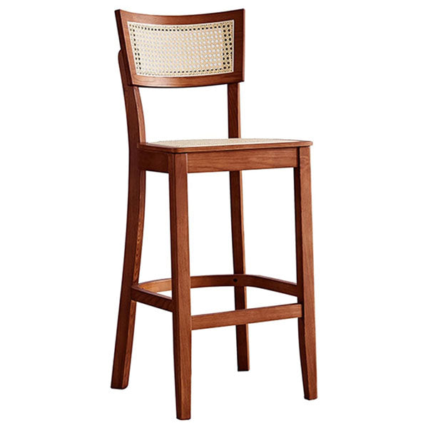 Wooden Cane & Rattan Bar Chair - Urban Vibe