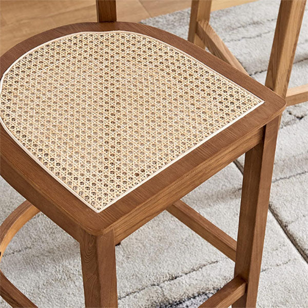 Wooden Cane & Rattan Bar Chair - Urban Vibe