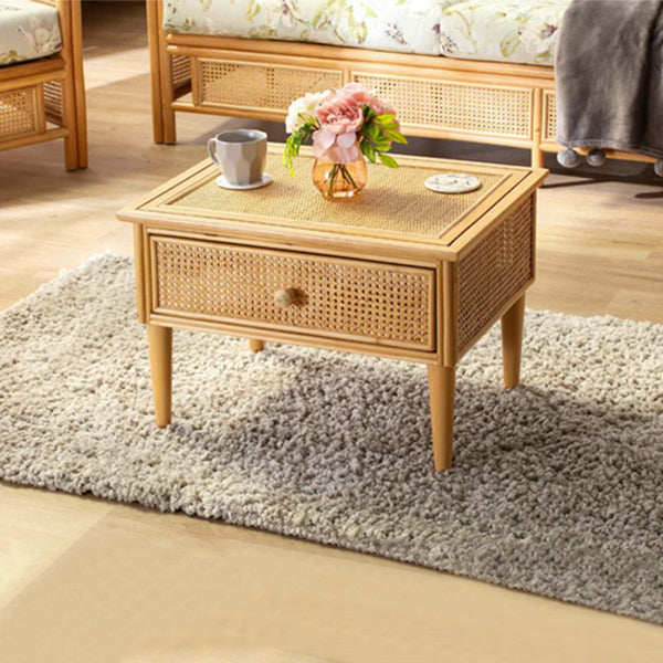 Wooden Cane Rattan Coffee Table - Dewora