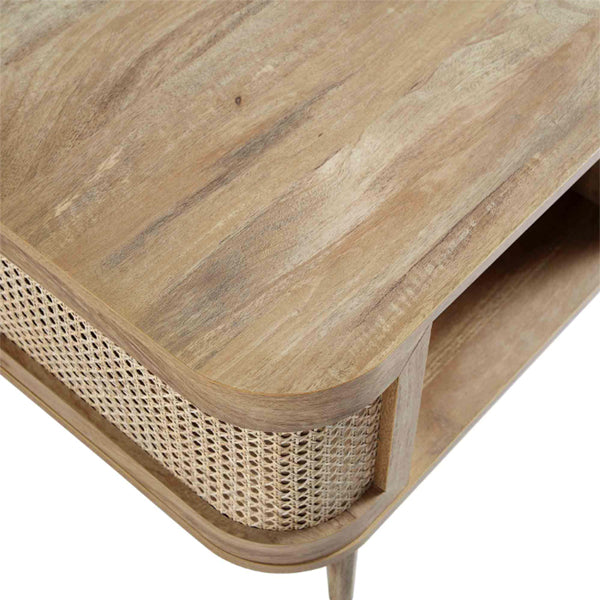 Wooden Cane Rattan Coffee Table - Harmonia