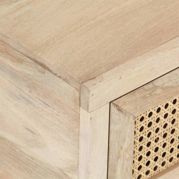 Wooden Cane Rattan Coffee Table - LatteLounge