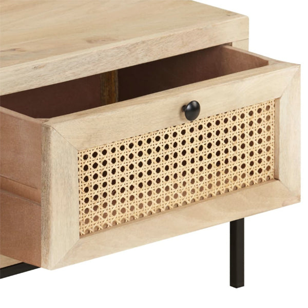 Wooden Cane Rattan Coffee Table - LatteLounge