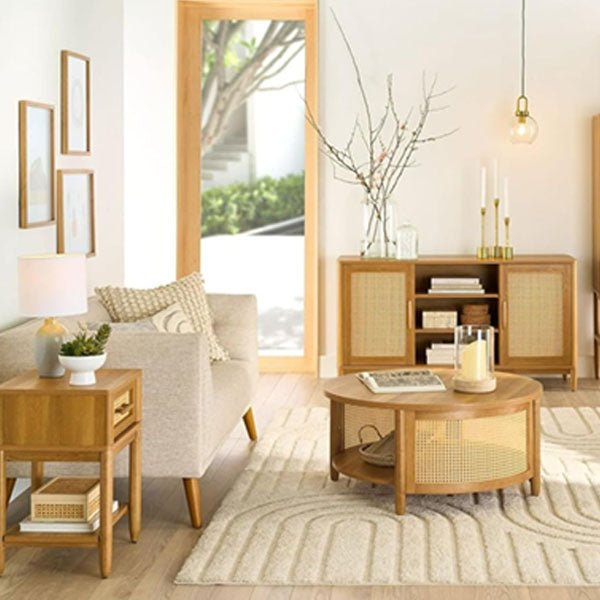 Wooden Cane Rattan Coffee Table - Nova0