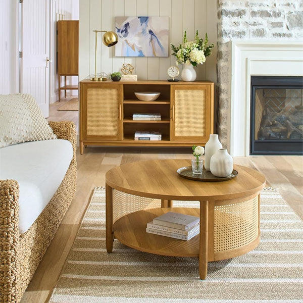 Wooden Cane Rattan Coffee Table - Nova