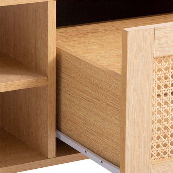 Wooden Cane Rattan Coffee Table - Refrescia
