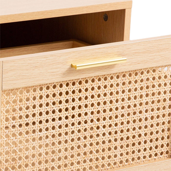 Wooden Cane Rattan Coffee Table - Refrescia