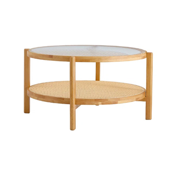 Wooden Cane Rattan Coffee Table - Sereno