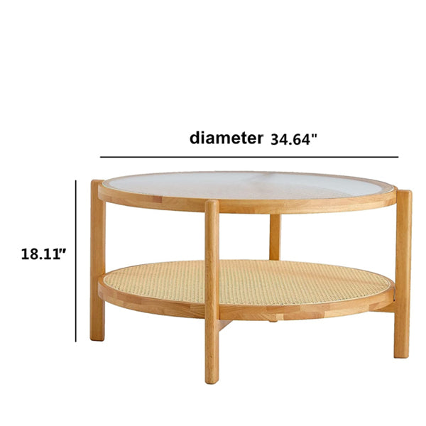 Wooden Cane Rattan Coffee Table - Sereno