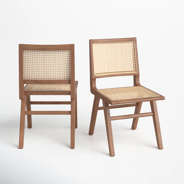 Wooden Cane & Rattan Dining Chair - Aurelia