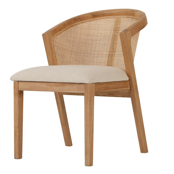Wooden Cane & Rattan Dining Chair - Velvora