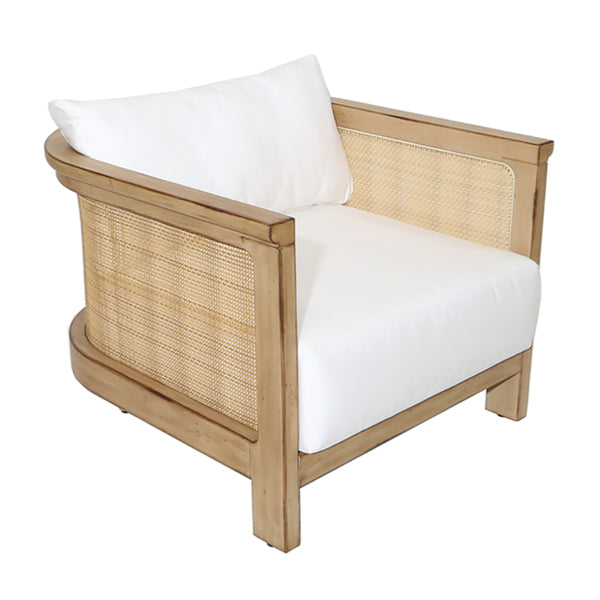 Wooden Cane & Rattan Lounge Chair - The Drift