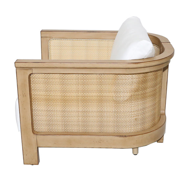 Wooden Cane & Rattan Lounge Chair - The Drift