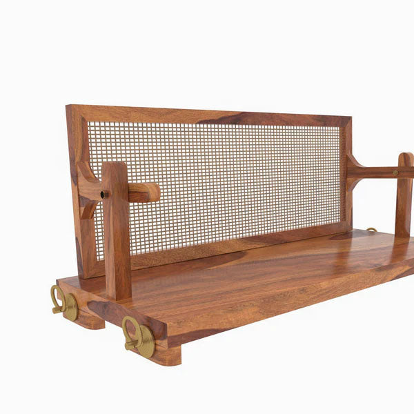 Wooden Cane & Rattan Swing - Moss
