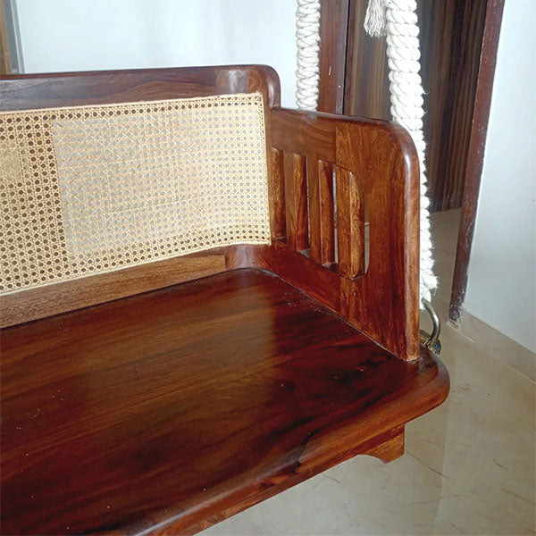 Wooden Cane & Rattan Swing - MysticHaven