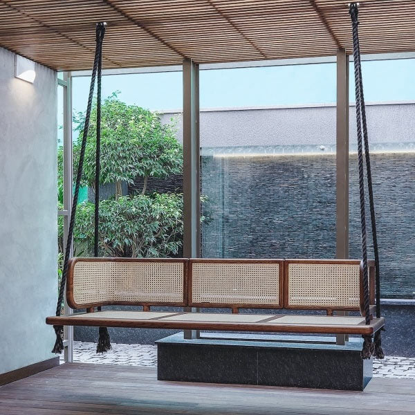 Wooden Cane & Rattan Swing - TimberShade