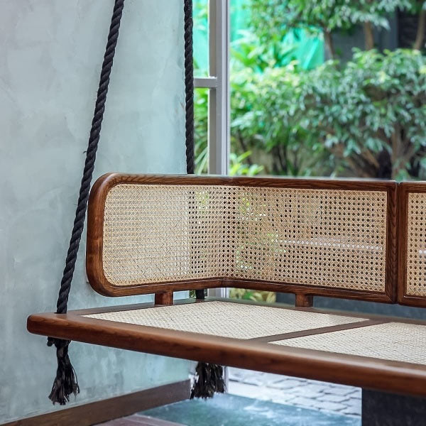Wooden Cane & Rattan Swing - TimberShade