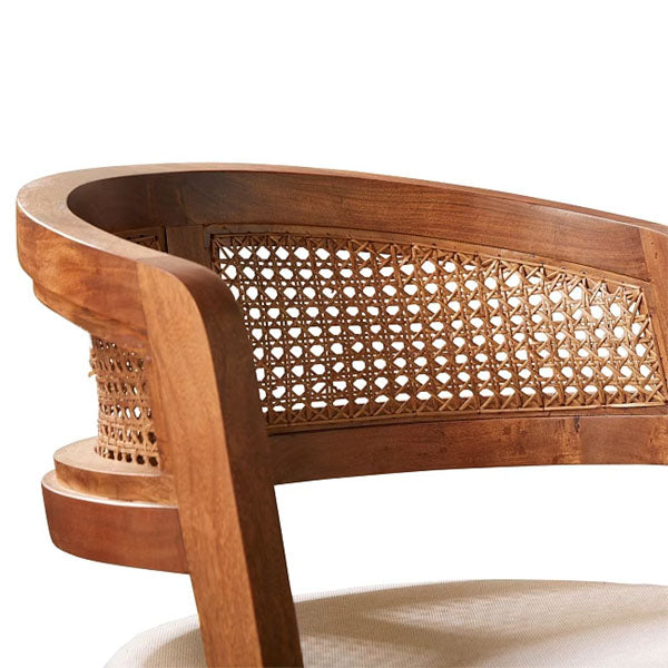 Wooden Rattan Cane Chair - Recline