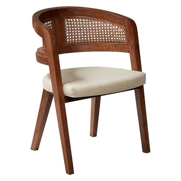 Wooden Rattan Cane Chair - Recline