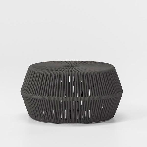 Outdoor patio Braid and Rope Puff Stool Foot-On - South Bell