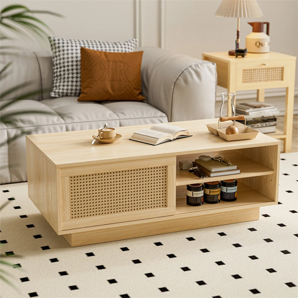 Cane Rattan Coffee Table - ForestSip