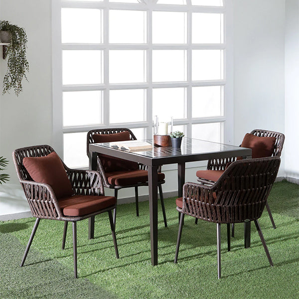 Outdoor Braided & Rope Dining Set - Comfique