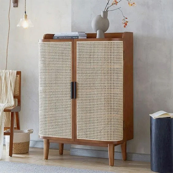 Wooden Cane & Rattan Almirah & Cabinet - Alex