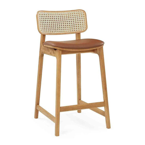 Wooden Cane & Rattan Bar Chair - Orion