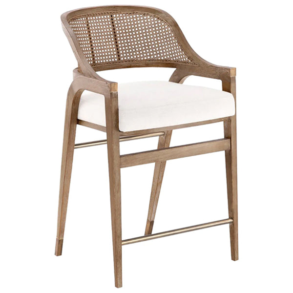 Wooden Cane & Rattan Bar Chair - Vogue