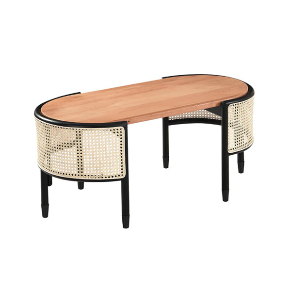 Wooden Cane Rattan Coffee Table - Calmora