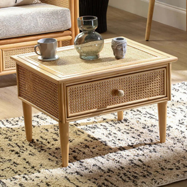 Wooden Cane Rattan Coffee Table - Dewora