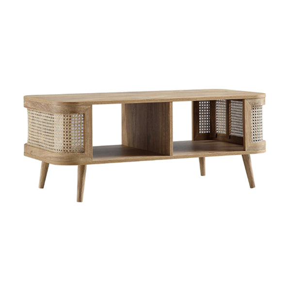 Wooden Cane Rattan Coffee Table - Harmonia