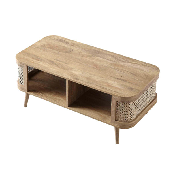 Wooden Cane Rattan Coffee Table - Harmonia
