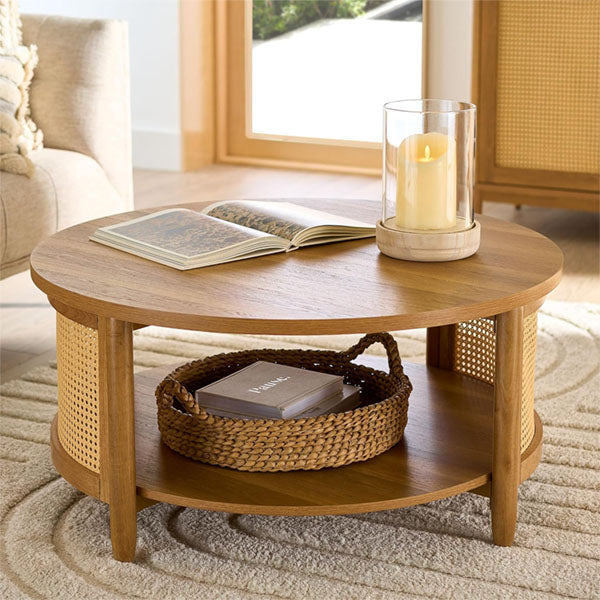 Wooden Cane Rattan Coffee Table - Nova