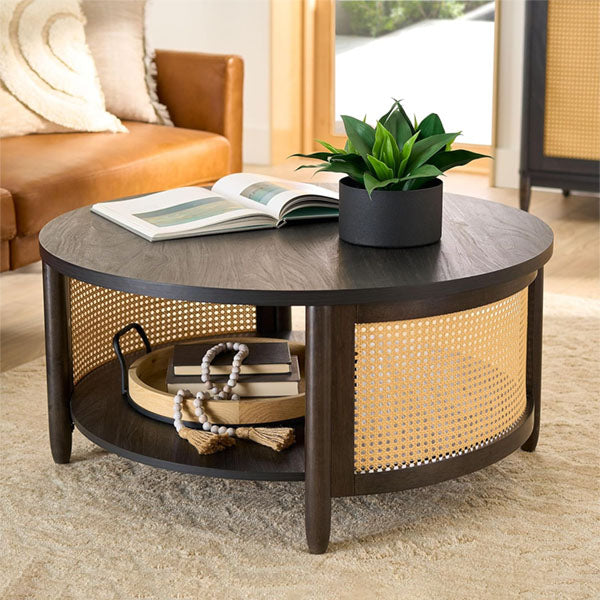 Wooden Cane Rattan Coffee Table - Nova