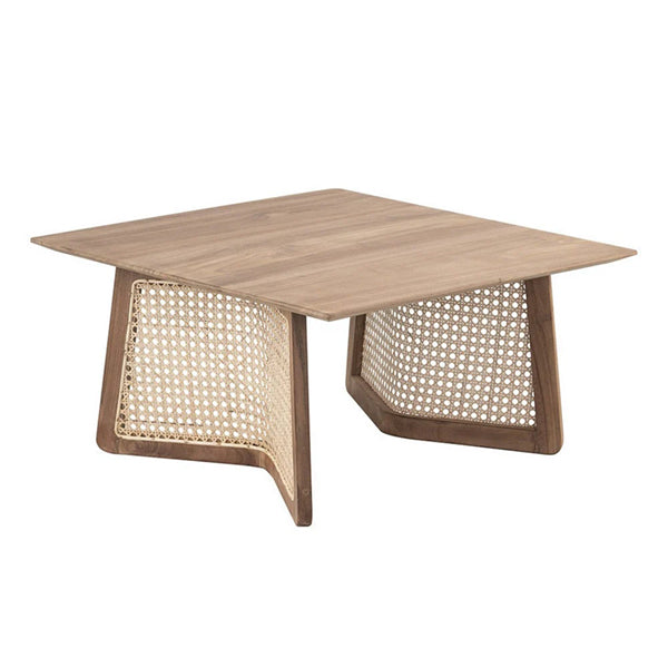 Wooden Cane Rattan Coffee Table - PerchPod
