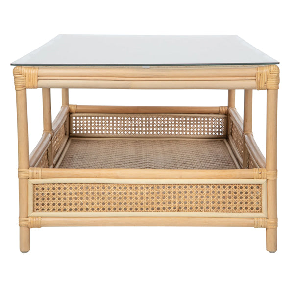 Wooden Cane Rattan Coffee Table - Sereniqua
