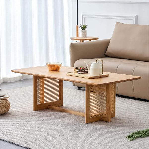 Wooden Cane Rattan Coffee Table - Soothe