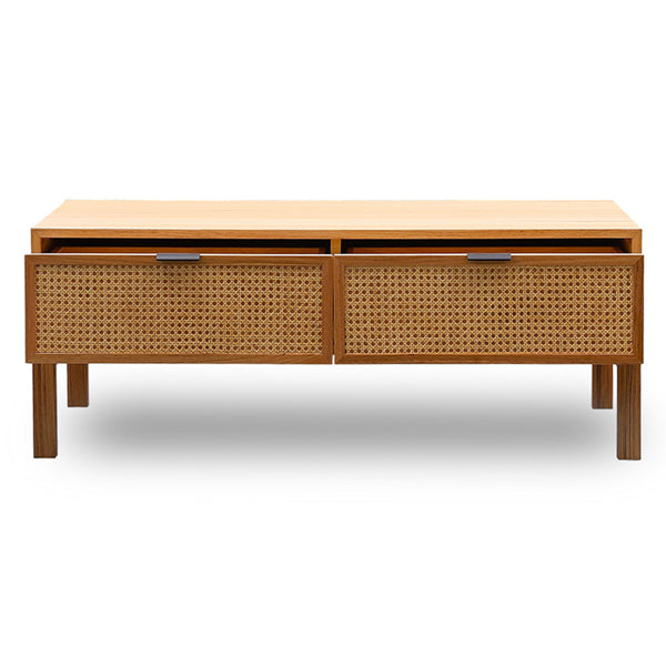 Wooden Cane Rattan Coffee Table - Zestify