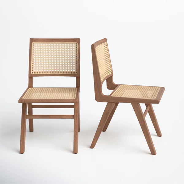 Wooden Cane & Rattan Dining Chair - Aurelia